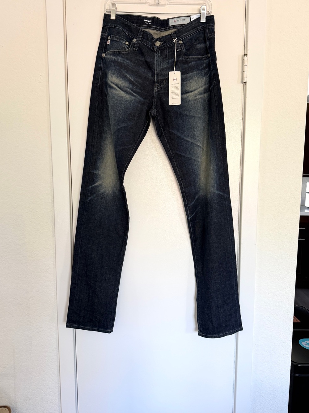 NWT AG Dark/Acid Wash Men’s Slim Straight Jeans - Blue